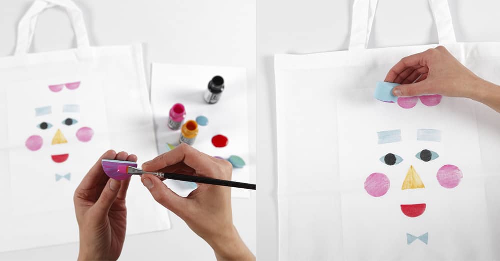 Katoenen tas versieren met textielverf en stempels