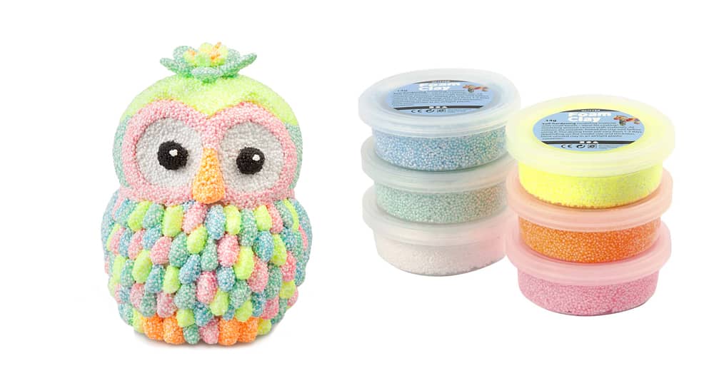 Spaarpot Uiltje versierd met Foam Clay