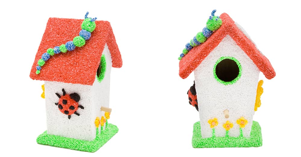 Vogelhuisjes versierd met Foam Clay
