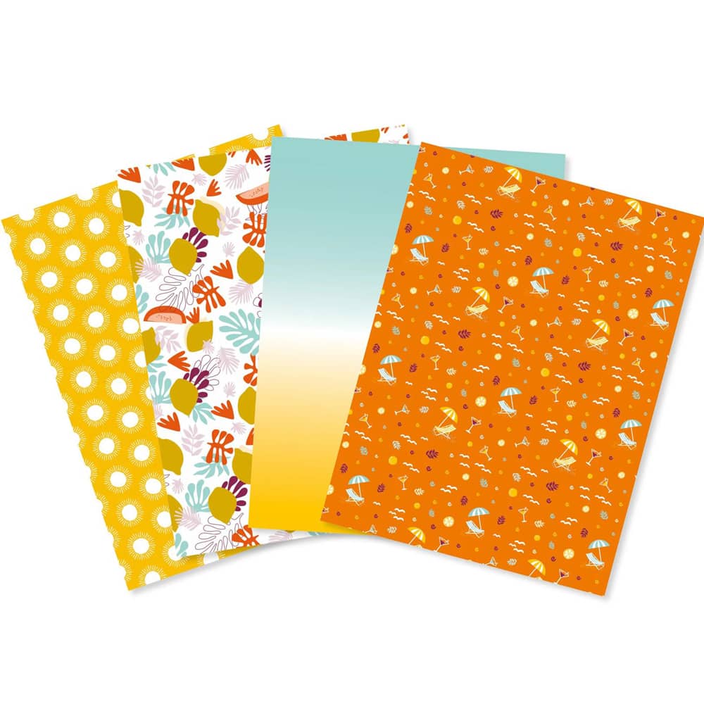 4 vellen Decoupage papier, thema zomer