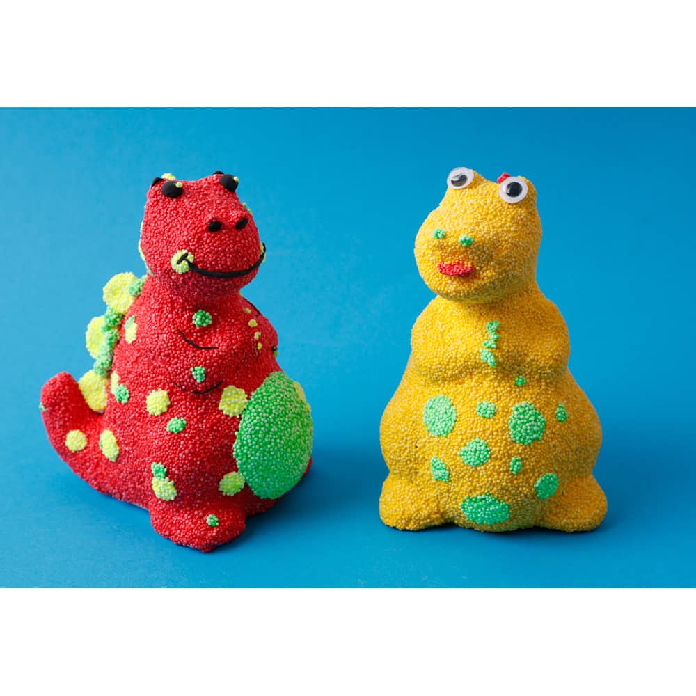 Knutselidee Spaarpot Dinosaurussen versierd met Foam Clay