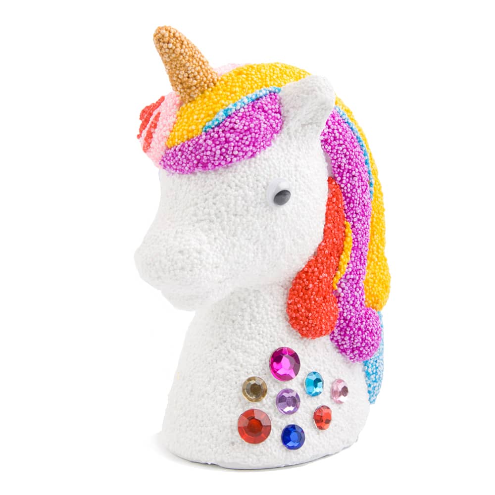 Voorbeeld Spaarpot Eenhoorn versierd met Foam Clay