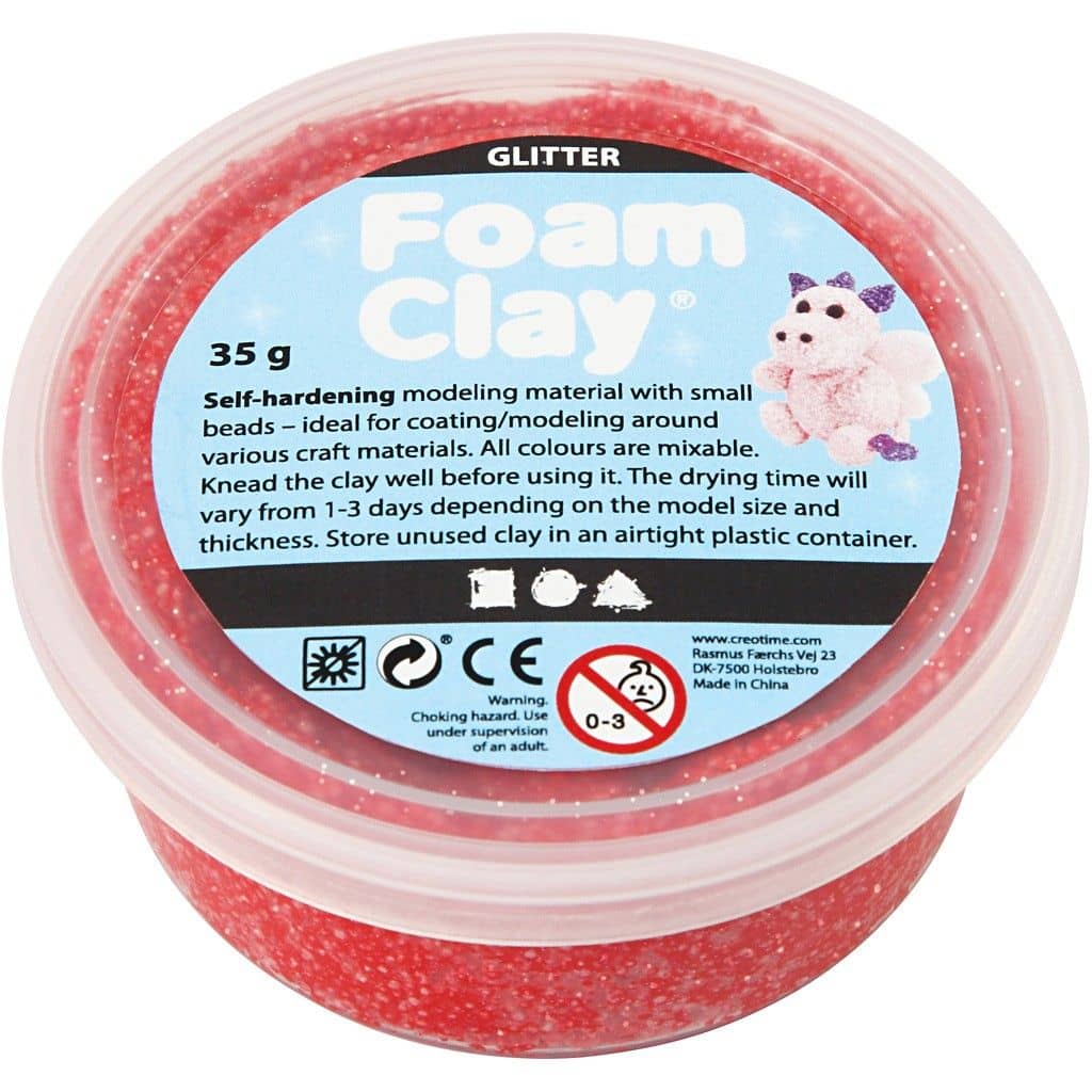 Glitter Foam Clay - Rood - 35 gram