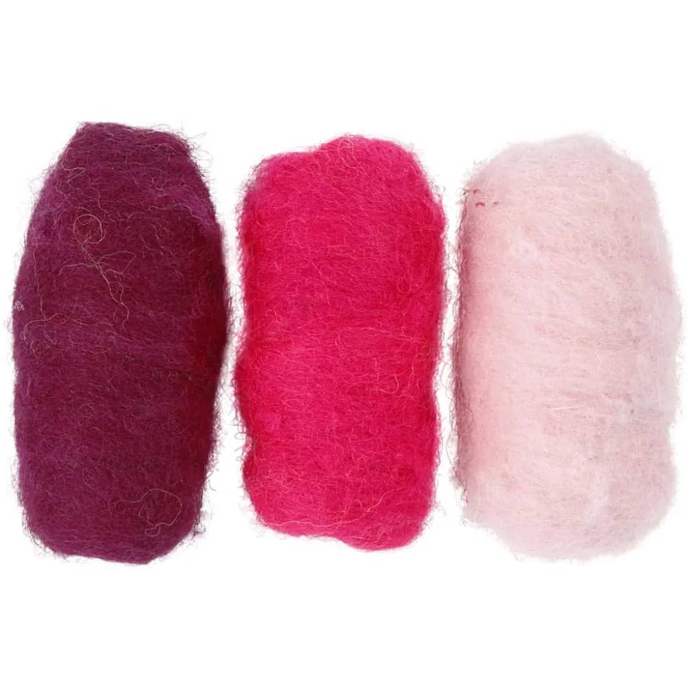 Gekaarde wol in 3 kleuren