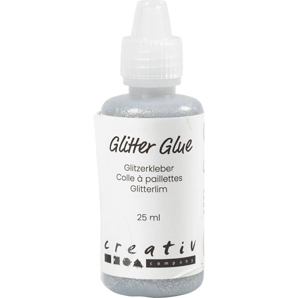 Flesje Glitterlijm, kleur Zilver, 25 ml