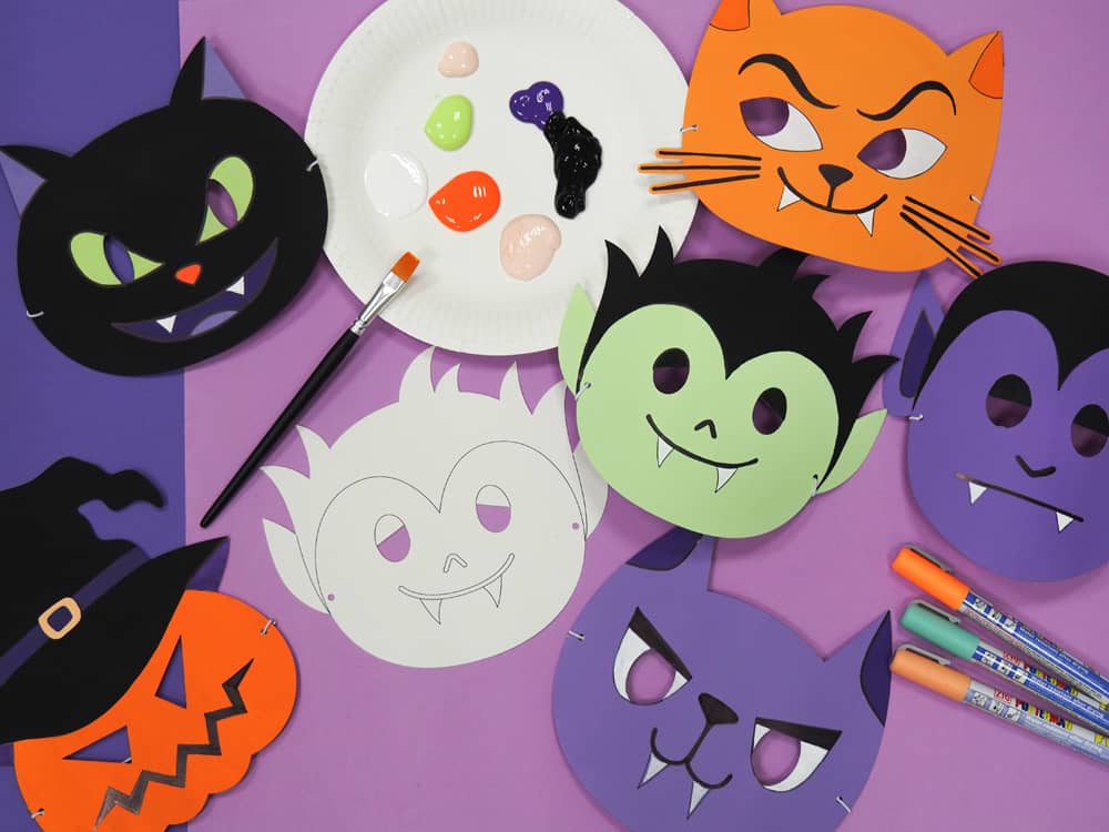 Voorbeeld Halloween maskers geschilderd met Acrylverf