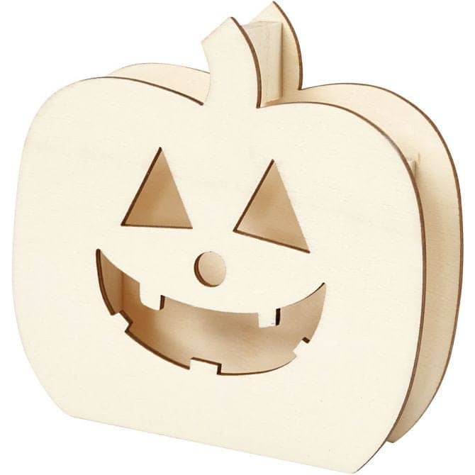 Houten figuur van Pompoen voor theelicht - thema Halloween