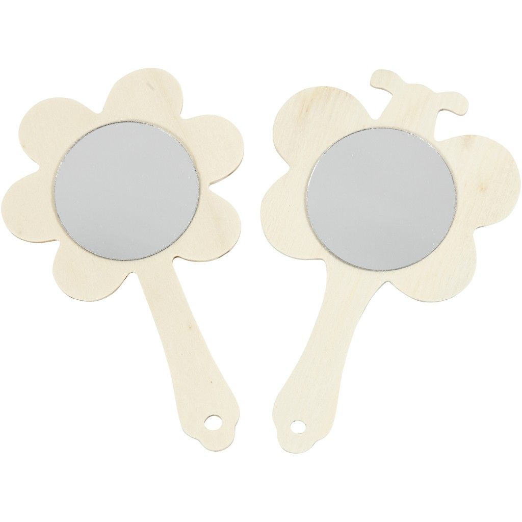 Kleine houten handspiegels