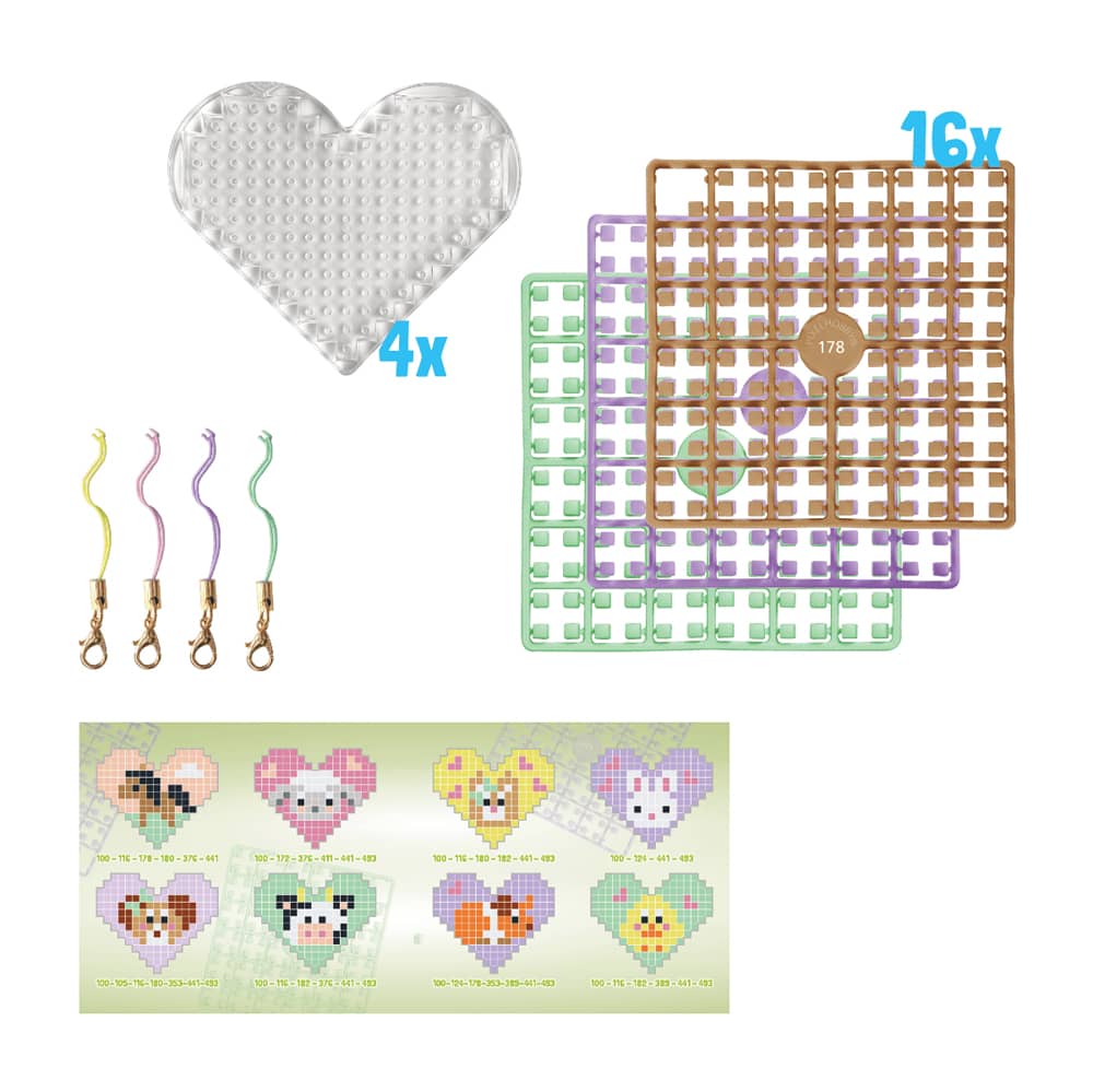 Inhoud Themabox Dieren Pixelhobby Hart Sleutelhangers maken