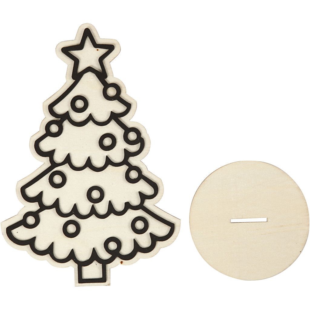 Houten Kerstboom met EVA Foam details | 19,5 cm
