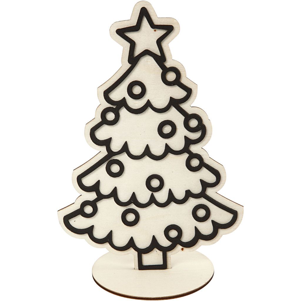 Houten Kerstboom met EVA Foam details | 19,5 cm
