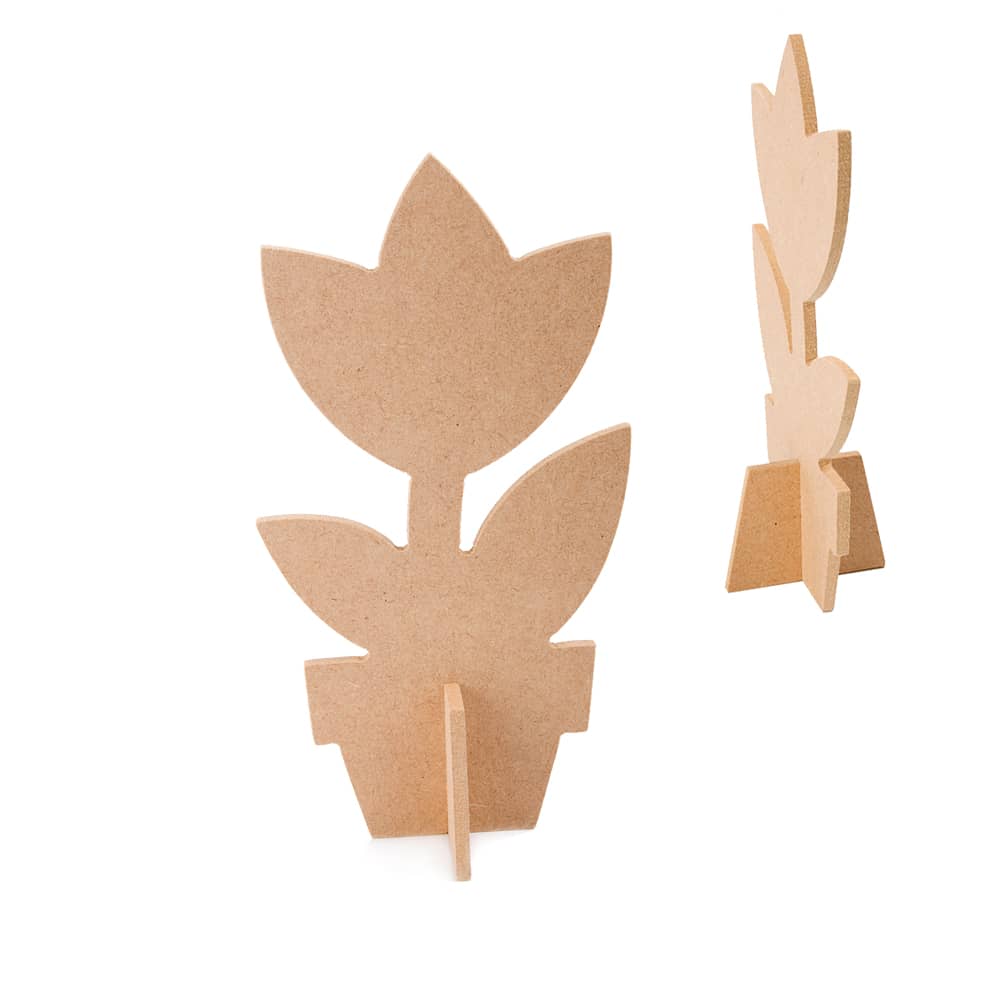 Houten Figuren: MDF Tulp met standaard