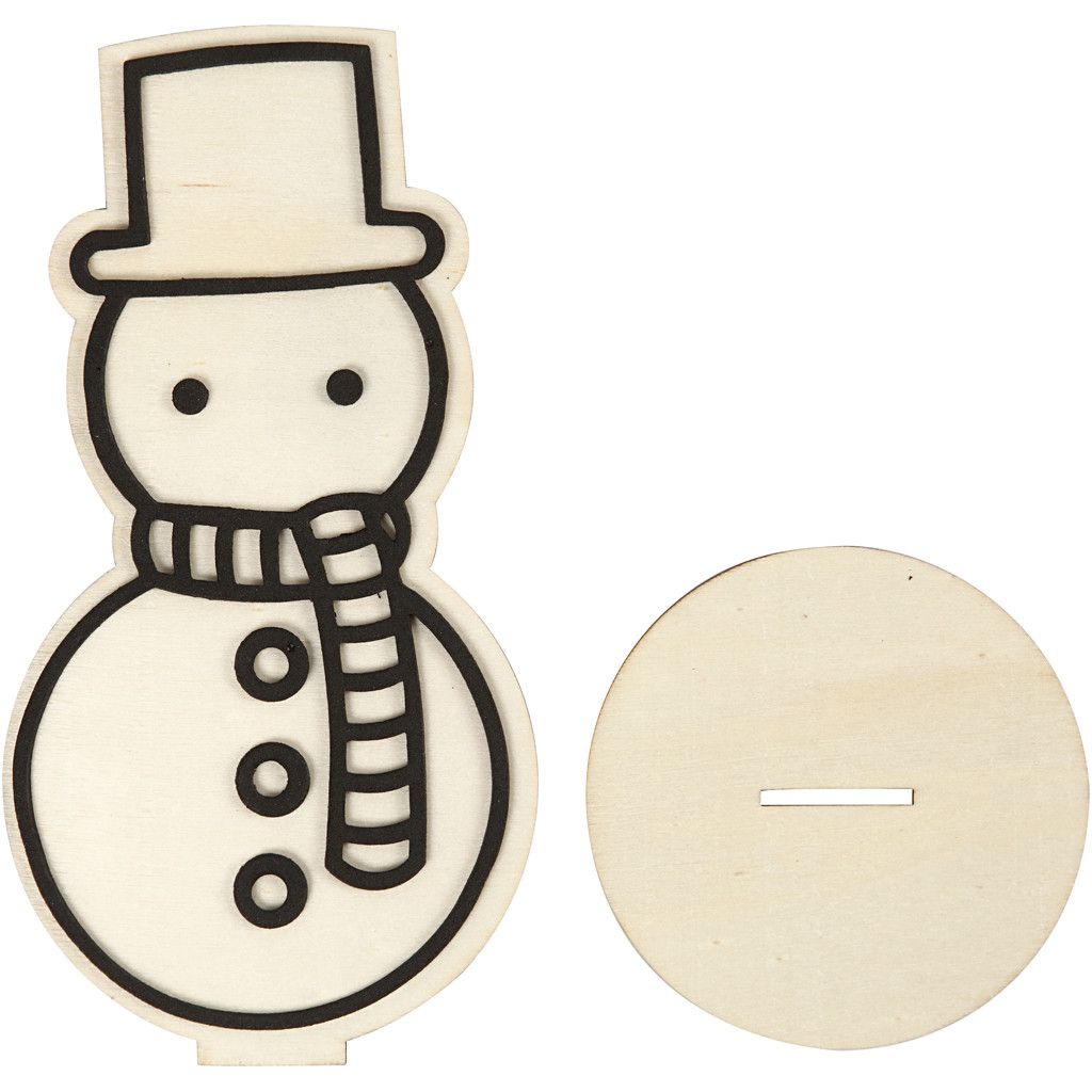 Houten Sneeuwpop met EVA Foam details | 18,5 cm