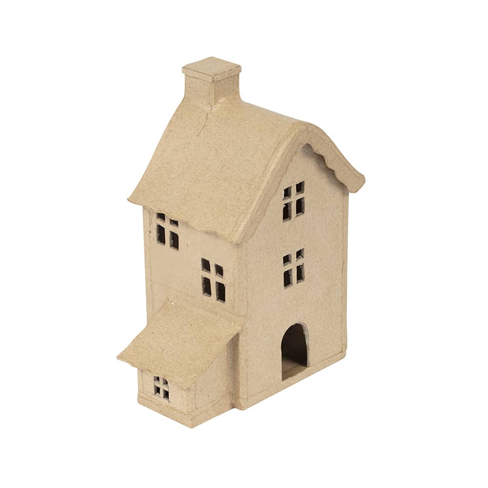 Huisje van papier-maché om te versieren 
