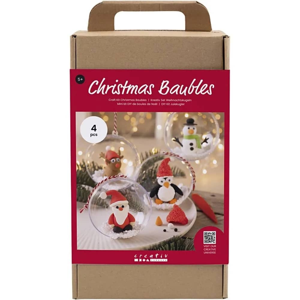 Knutselpakket kerstballen met klei figuurtjes