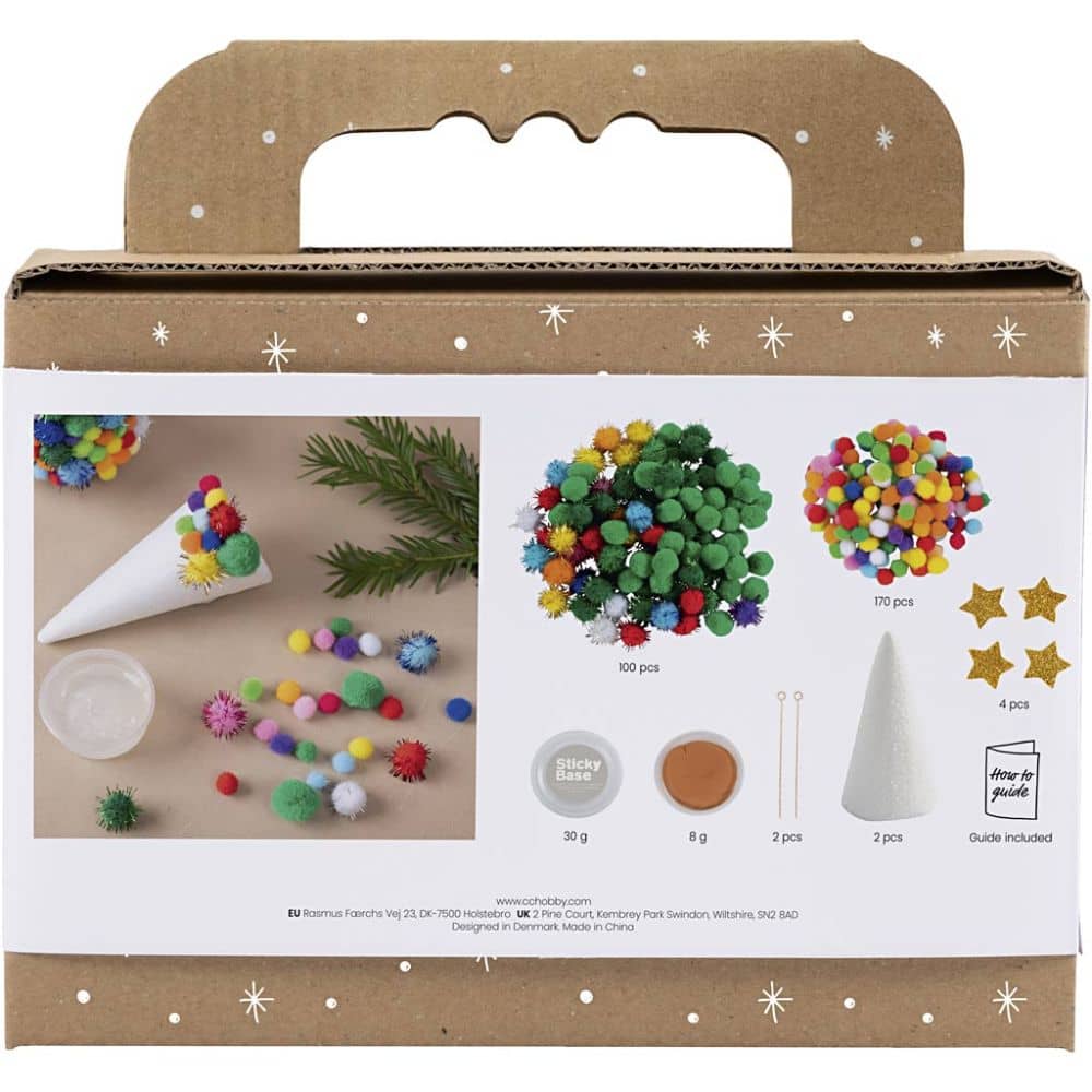 knutselpakket Kerstbomen maken met Pompons
