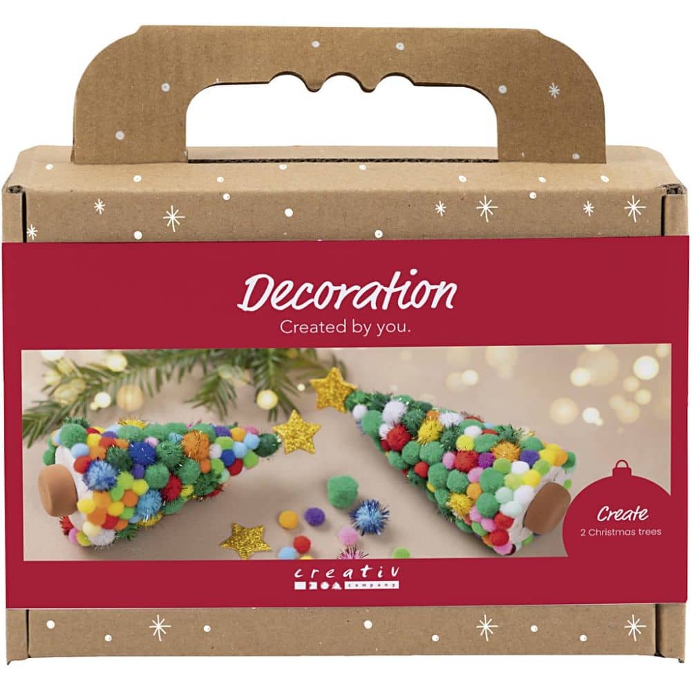 knutselpakket Kerstbomen maken met Pompons