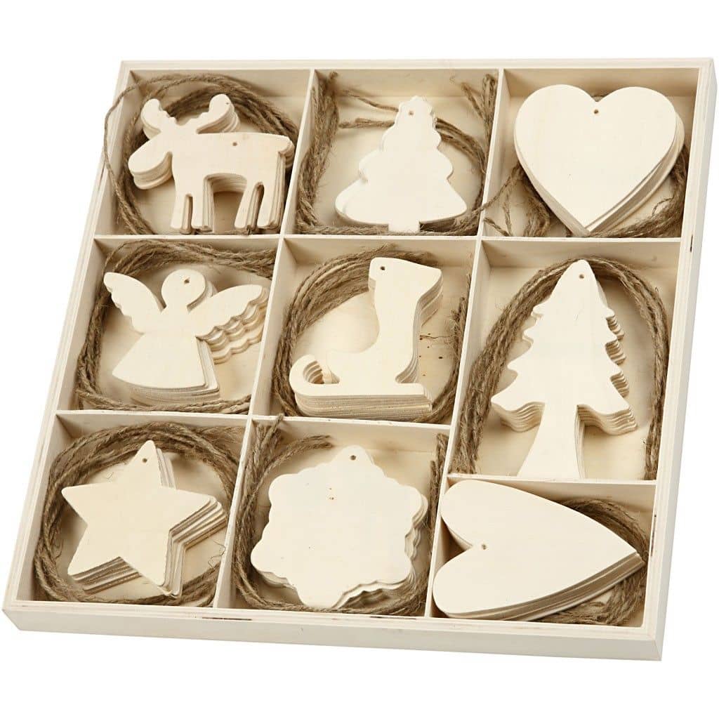 Houten Kerst Ornamenten | 7/8 cm | 72 stuks