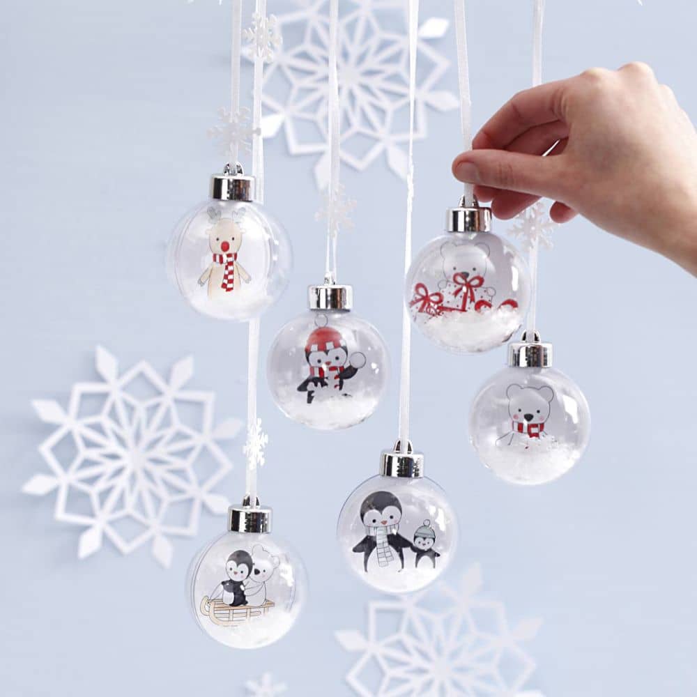 Kerstballen acryl met kleurplaatje