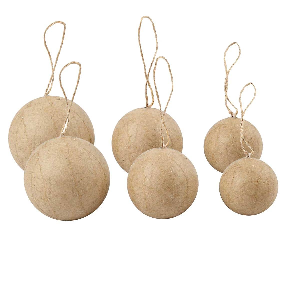 Papier-maché kerstballen - 6 st