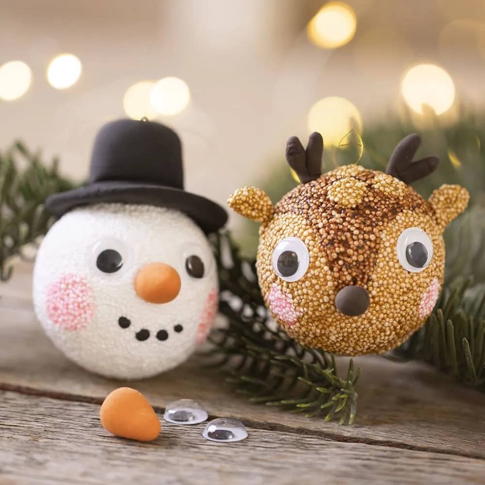 Knutselset Kerstballen maken | Sneeuwpop en Rendier