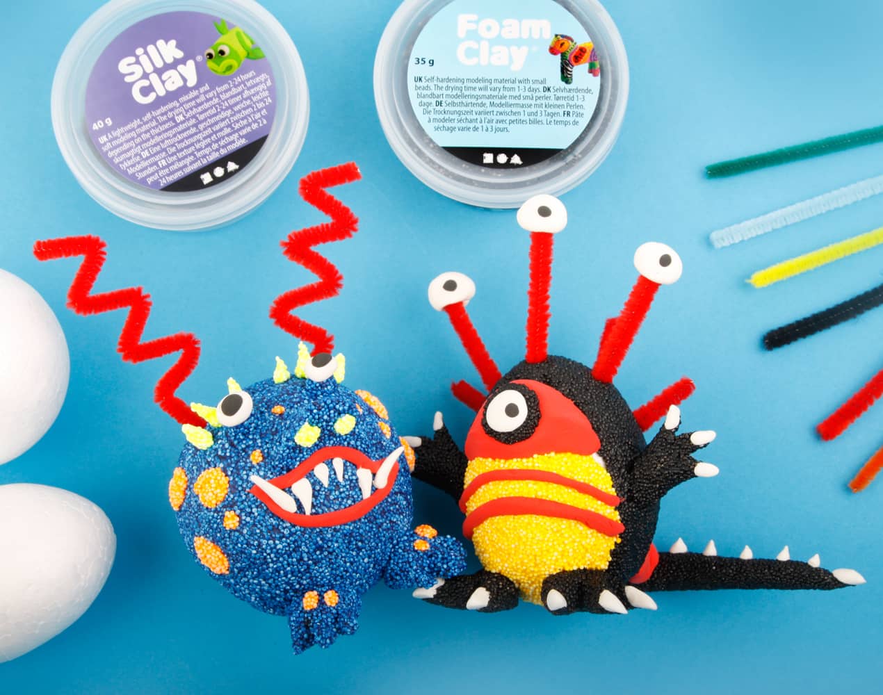 Foam Clay Monsters maken met Styropor ballen