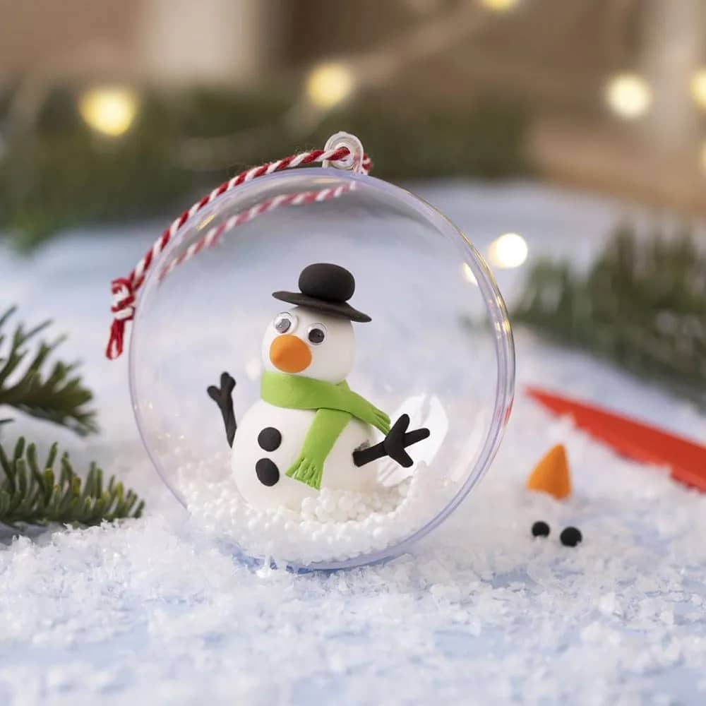 Kerstbal Sneeuwpop knutselen | Mini knutselset | 8 cm