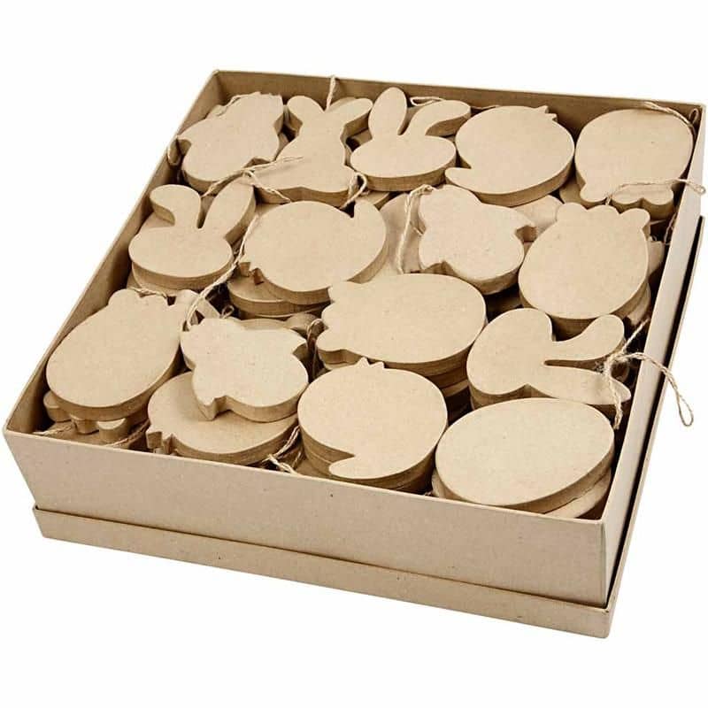 papier-mache paasfiguren - 6 soorten - 114 stuks