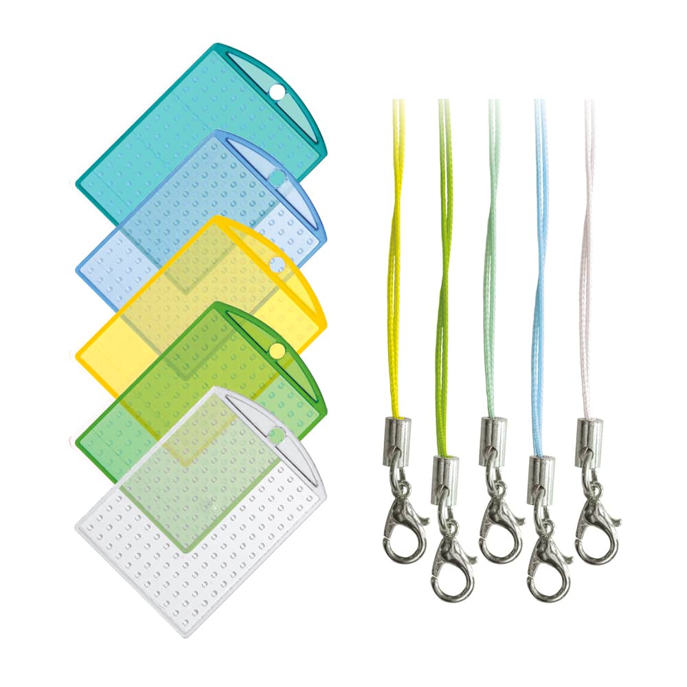Pixelhobby Sleutelhangers blauw/groen transparant - 5 st