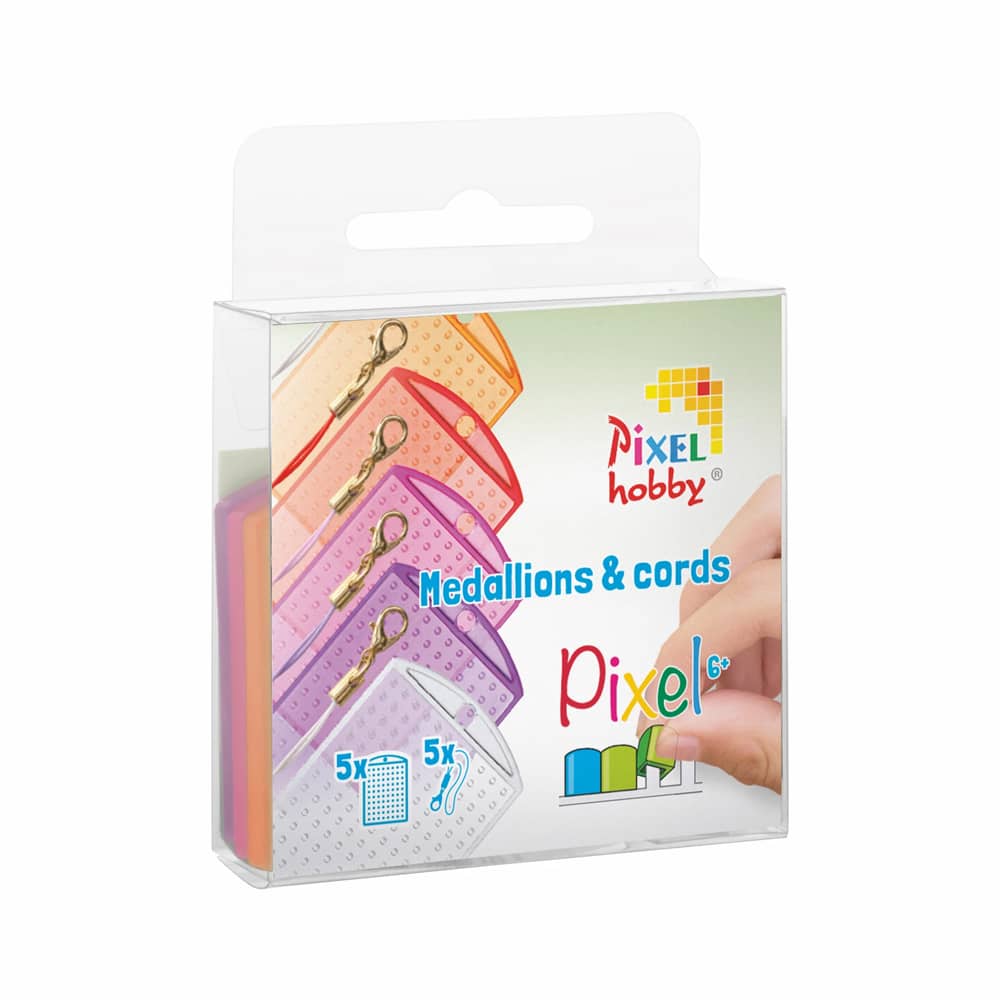 Pixelhobby Medaillons roze/oranje transparant - 5 st