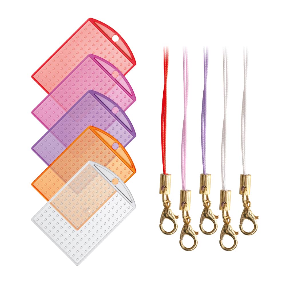 Pixelhobby Sleutelhangers Roze/Oranje transparant - 5 st