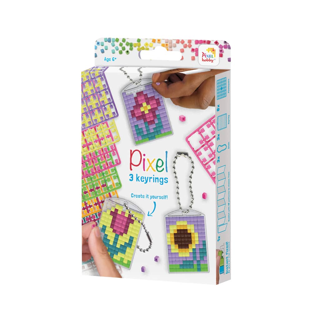 Pixelhobby Sleutelhangers maken - keuze uit 18 bloempatronen