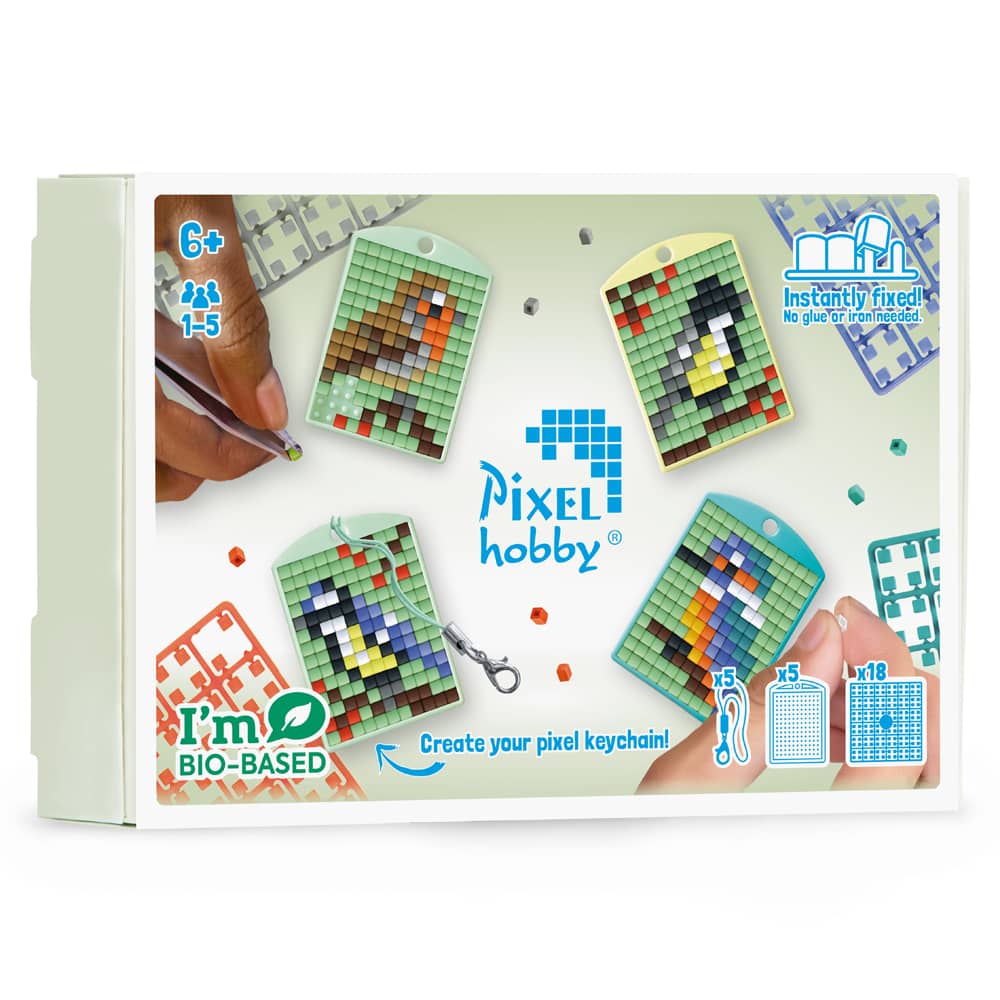 Pixelhobby themabox sleutelhangers maken - thema vogels