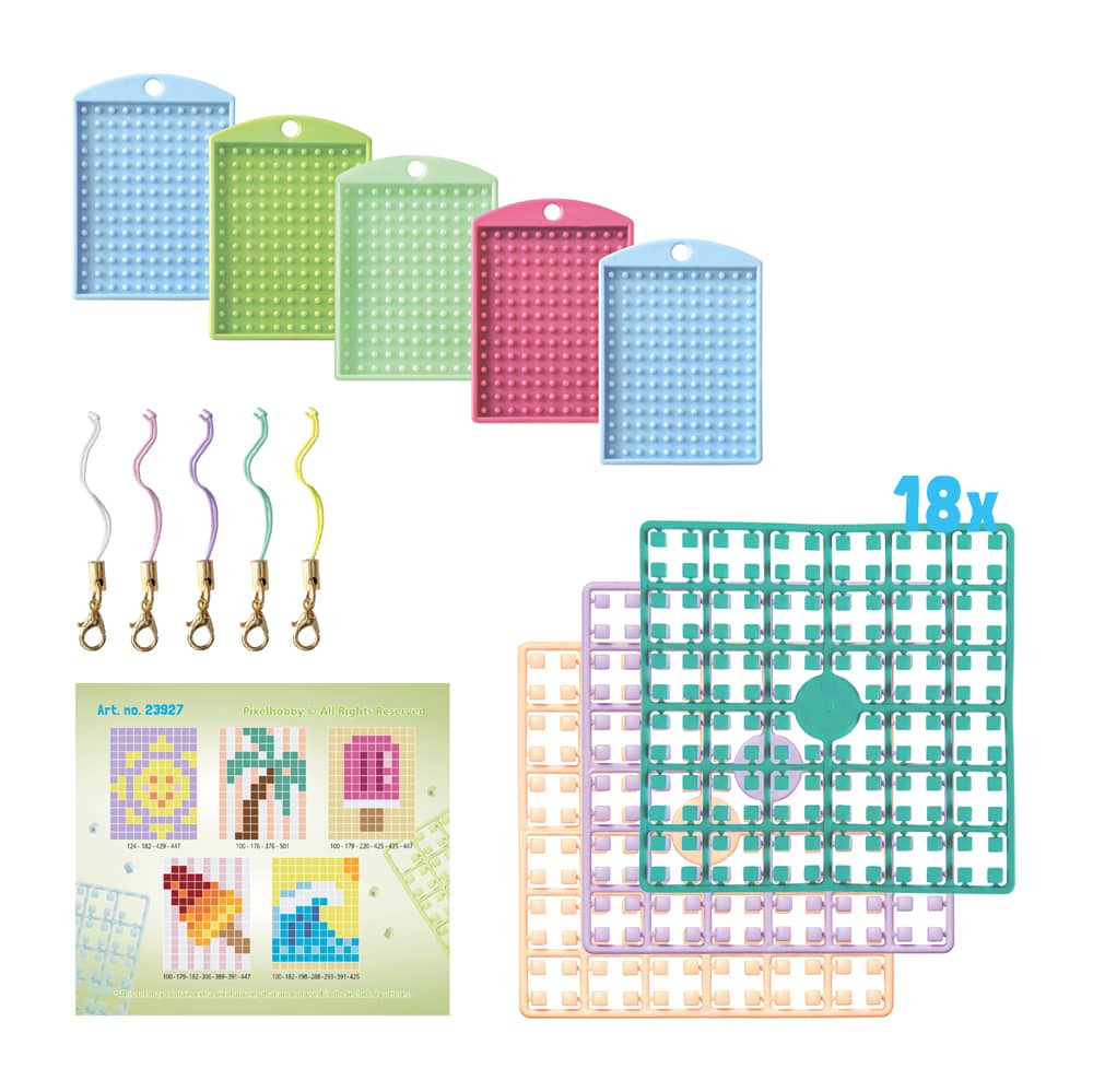 Inhoud Pixelhobby Themabox sleutelhangers maken, thema zomer