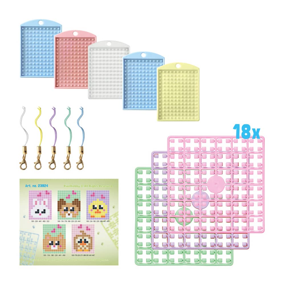 Inhoud thema box Pixelhobby sleutelhangers maken - kawaii huisdieren