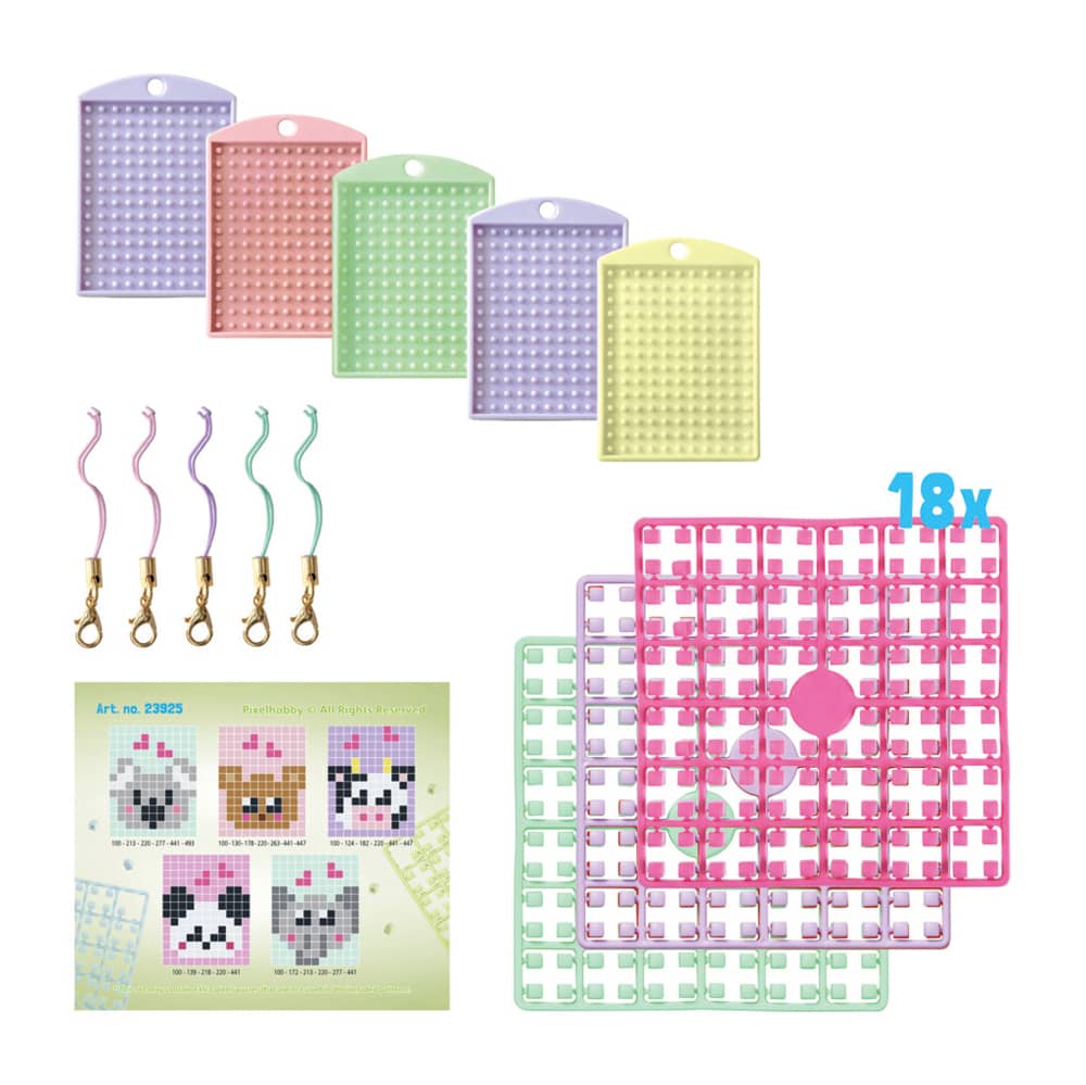 Inhoud Pixelhobby Thema box sleutelhangers maken - Kawaii Wilde Dieren