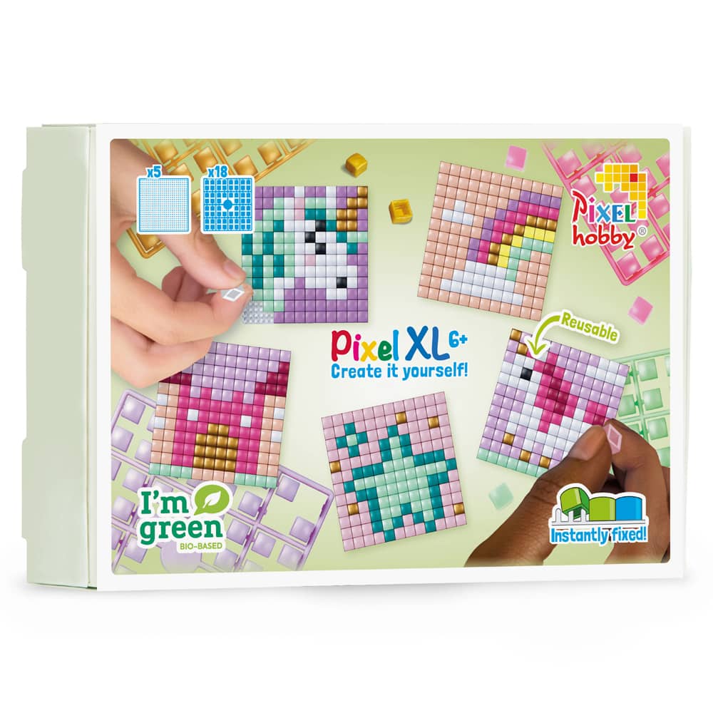 Pixelhobby XL | Thema Box Eenhoorns | incl. 5 basisplaten