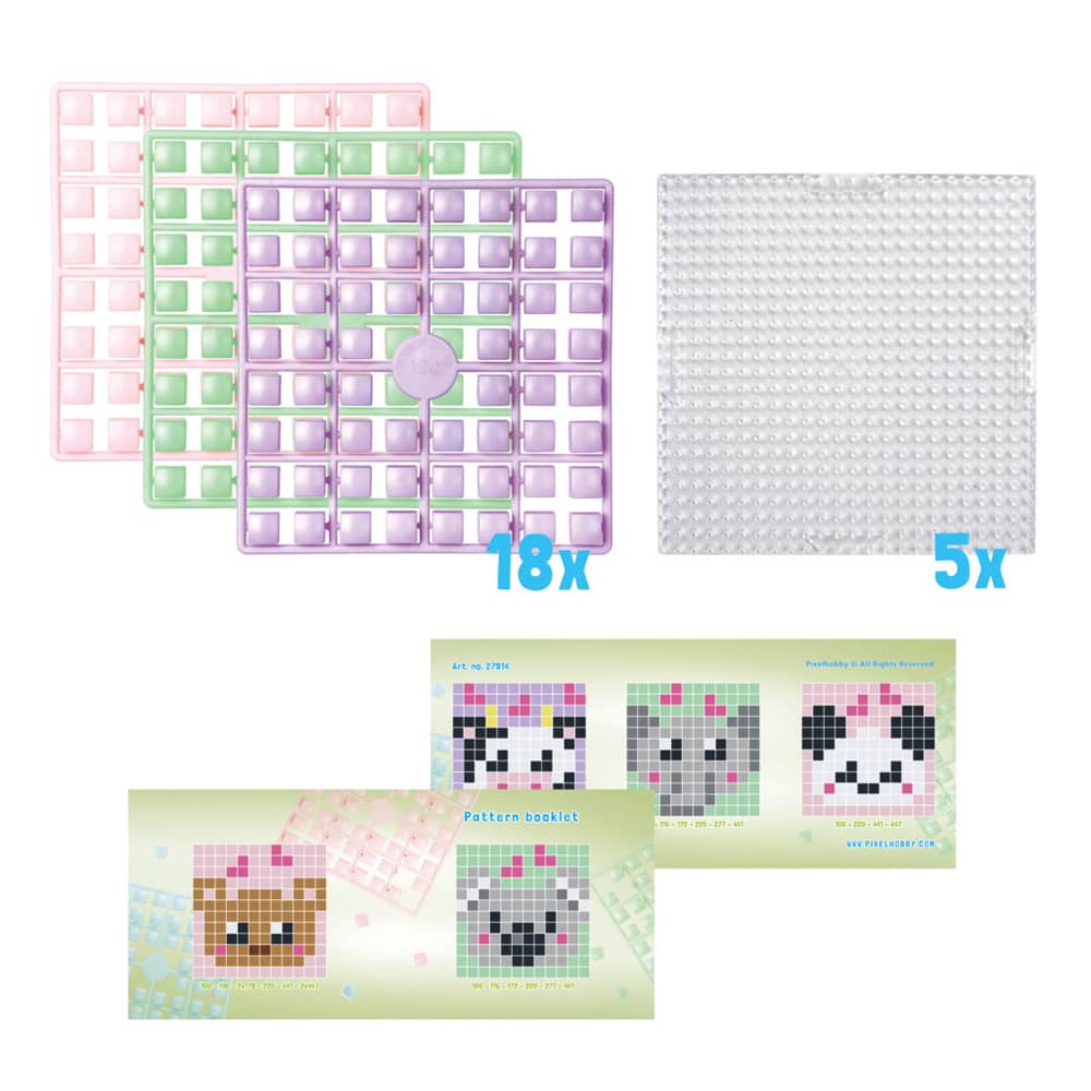 Inhoud Pixelhobby XL thema box met Kawaii Wilde Dieren