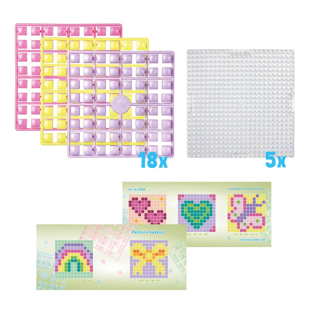 Inhoud Pixelhobby XL Themabox Strikjes en Hartjes