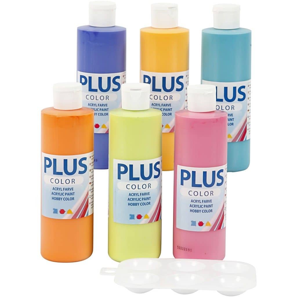 6 flessen Plus Color Hobbyverf van elk 250 ml