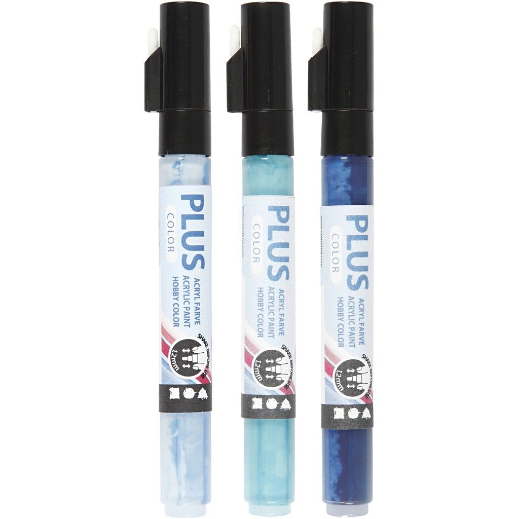 Set van 3 Plus Color Markers kleur Blauw
