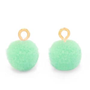 Sieraden Pompoms met gouden Oog | Div. kleuren | 10 mm | 10 st