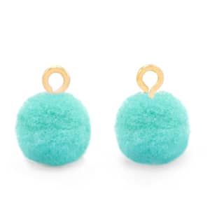 Sieraden Pompoms met gouden Oog | Div. kleuren | 10 mm | 10 st
