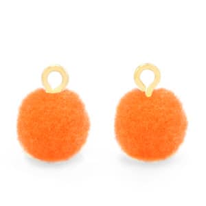 Sieraden Pompoms met gouden Oog | Div. kleuren | 10 mm | 10 st