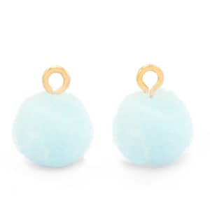 Sieraden Pompoms met gouden Oog | Div. kleuren | 10 mm | 10 st