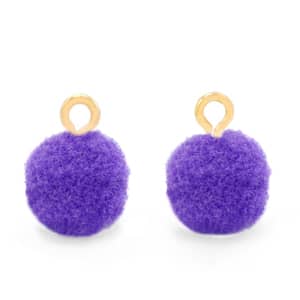 Sieraden Pompoms met gouden Oog | Div. kleuren | 10 mm | 10 st
