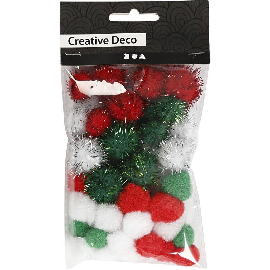 Pompons kerst kleuren