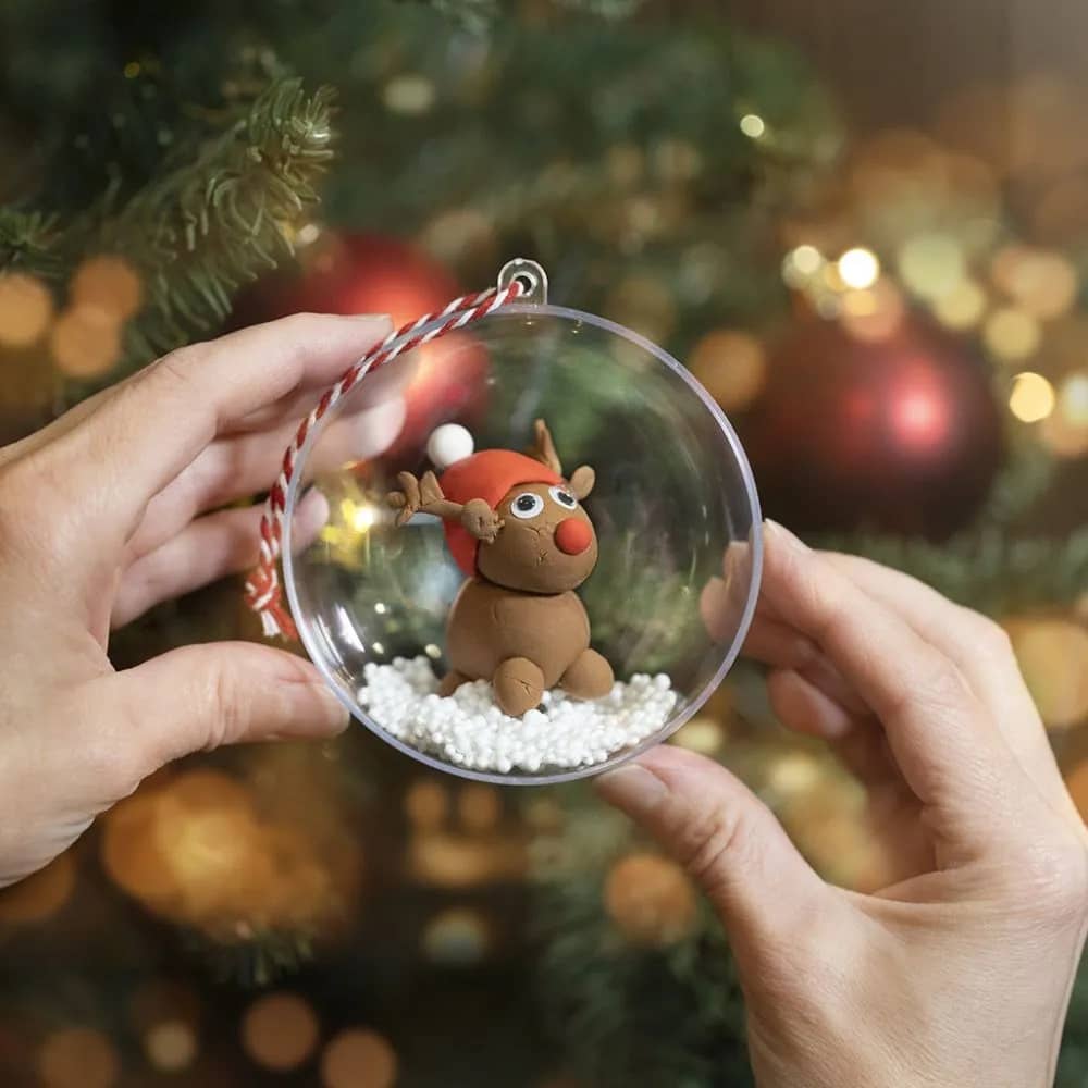 Kerstbal Rendier knutselen | Mini knutselset | 8 cm