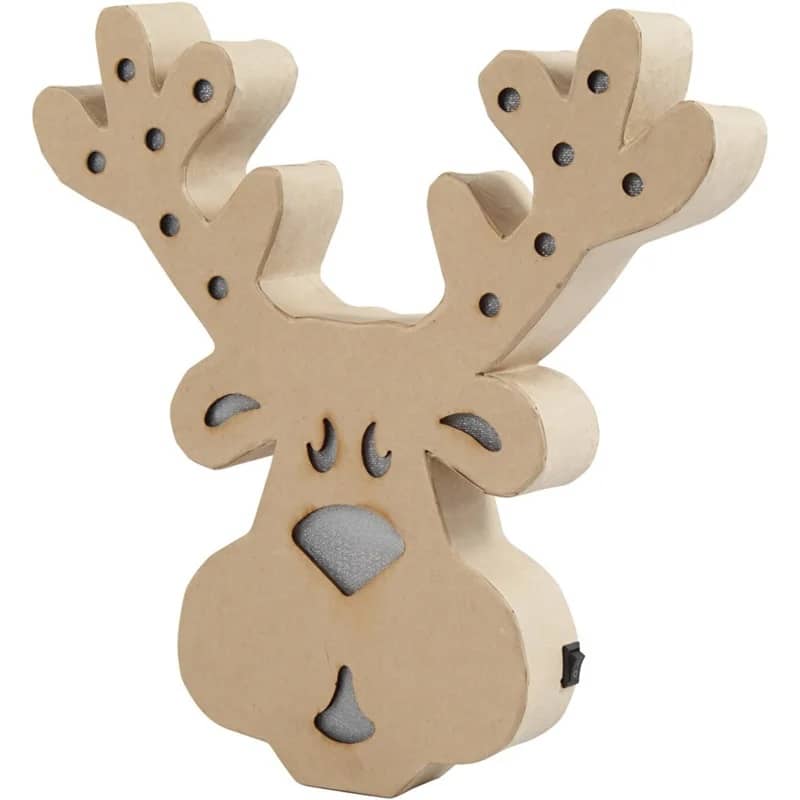 Rendier van Papier-Maché met draadloze verlichting | 28 cm