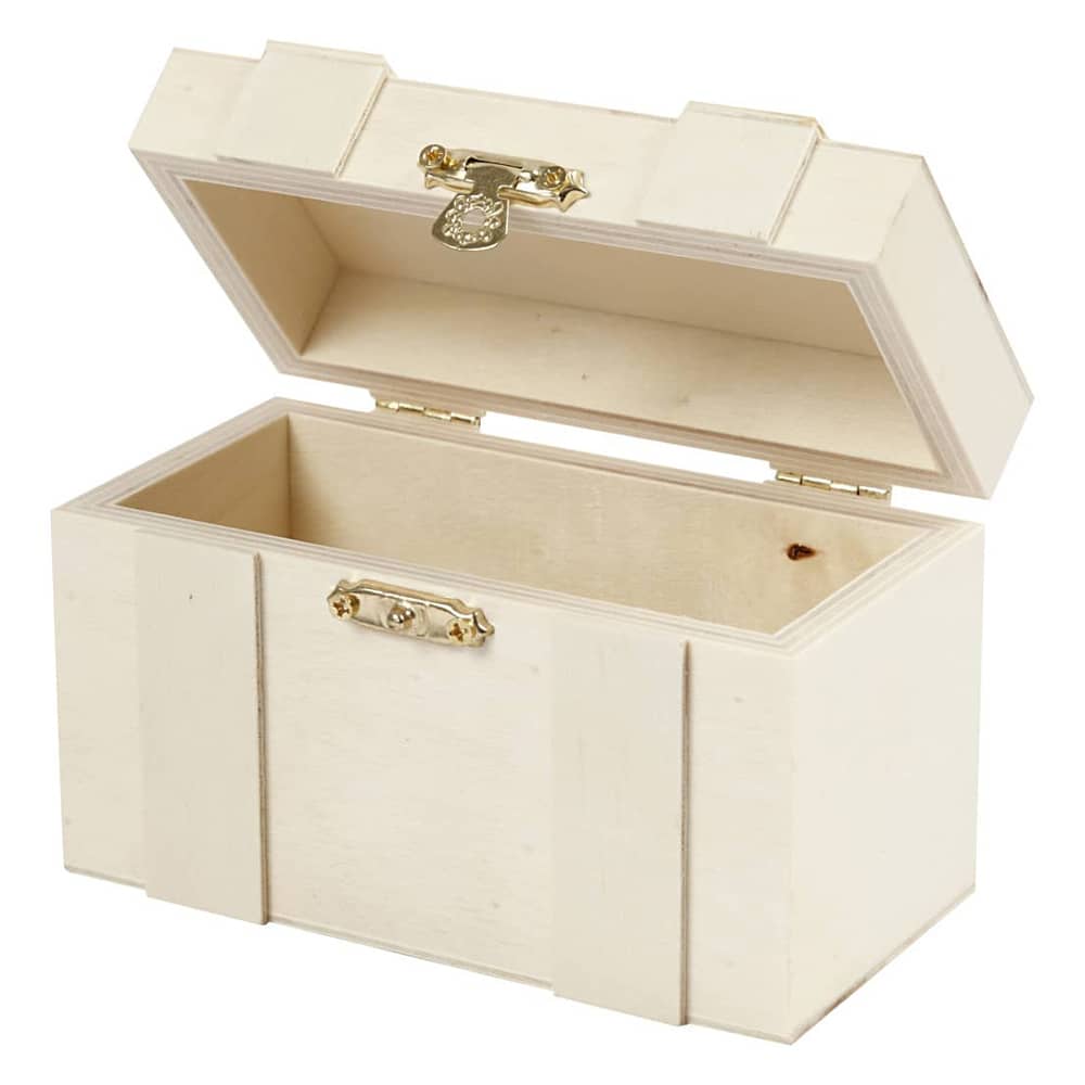 Houten Schatkist met metalen klip sluiting